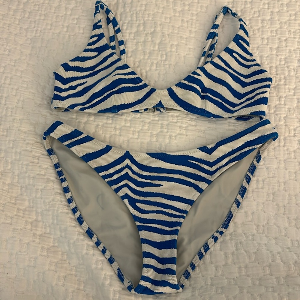 Triangl brand bikini blue and white set adult medium.